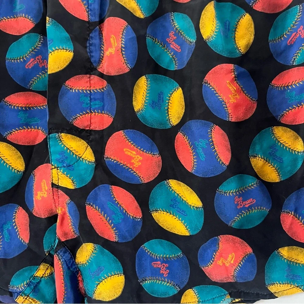 vintage Joe Boxer silk‎ boxers colorful large baseballs